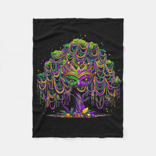 Mardi Gras Bead Tree Carnival New Orleans 2025 For Fleece Blanket