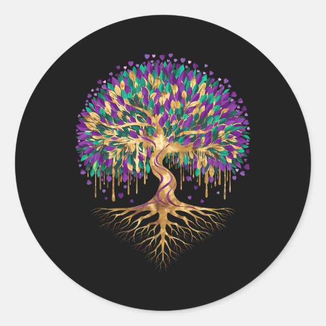 Mardi Gras Bead Tree Carnival New Orleans 2025 Wom Classic Round Sticker (Front)