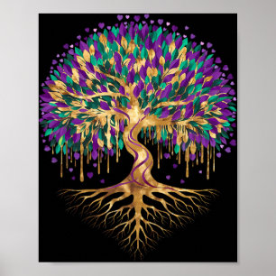 Mardi Gras Bead Tree Carnival New Orleans 2025 Wom Poster