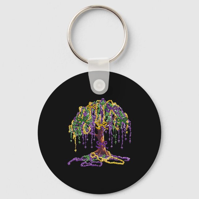 Mardi Gras Bead Tree Carnival New Orleans Women Me Key Ring (Front)