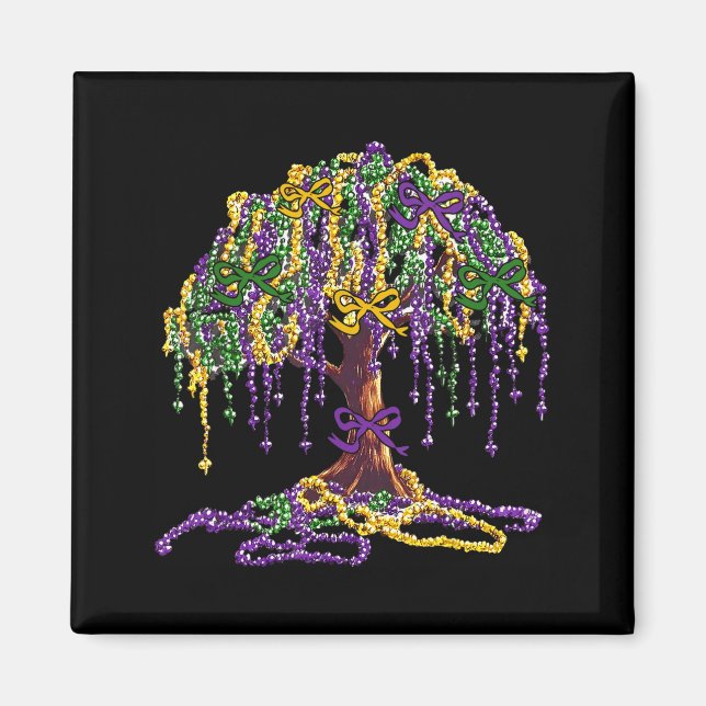 Mardi Gras Bead Tree Carnival New Orleans Women Me Magnet (Front)