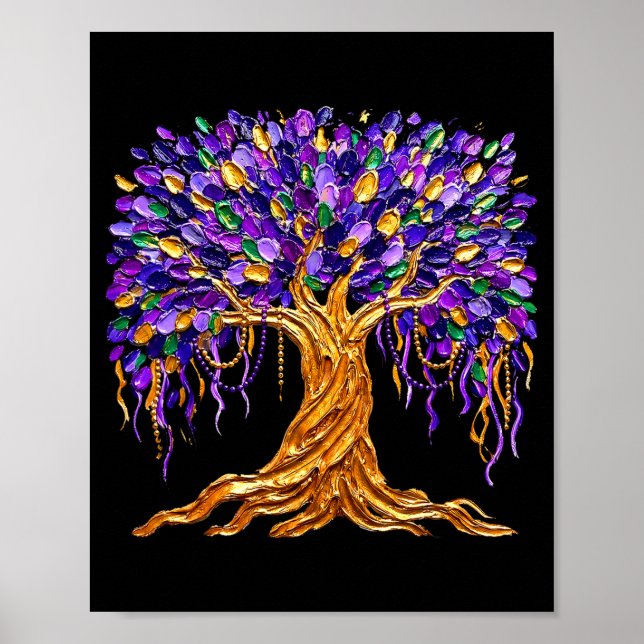 Mardi Gras Bead Tree Carnival New Orleans Women Me Poster (Front)