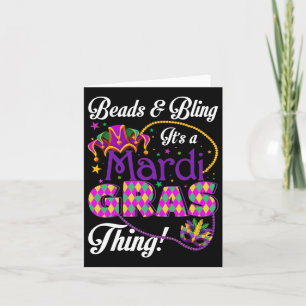 Mardi Gras Beads And Bling Beads Mask Feathers Jes Card