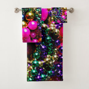 Mardi Gras Beads BATH TOWEL SET