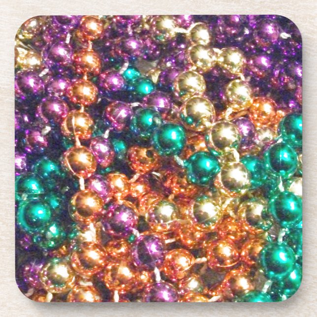 Mardi Gras Beads Coaster (Front)