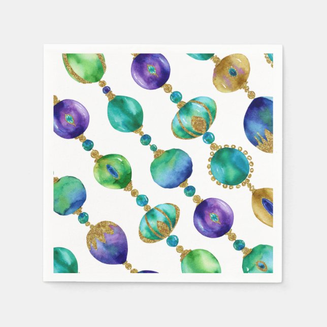 Mardi Gras Beads In Bright Colors Napkin (Front)
