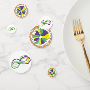 Mardi Gras Beads King Cake New Orleans Carnival Confetti