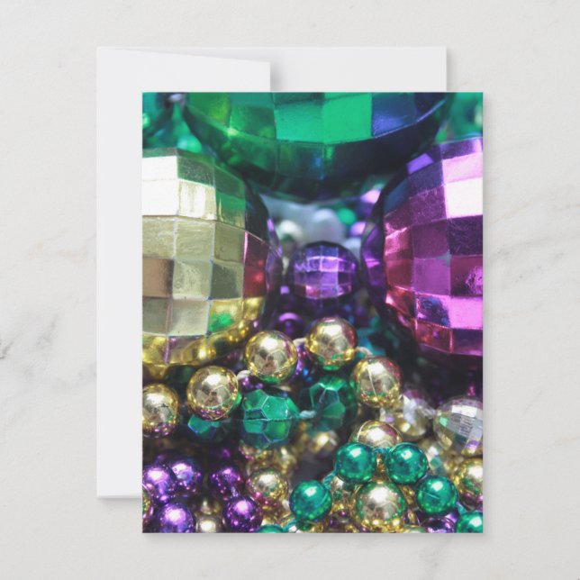 Mardi Gras Beads Large Beads Invitations or Invite (Front)