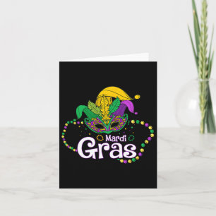 Mardi Gras Beads Mask Feathers Jester Mask Mardi G Card