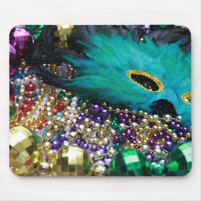 Mardi Gras Beads & Mask Mousepad (Front)