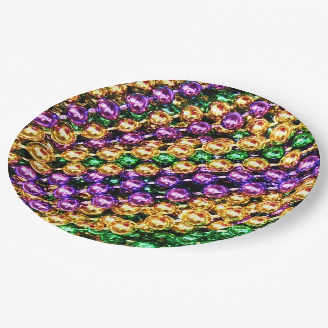 Mardi Gras Beads Paper Plate (Angled)