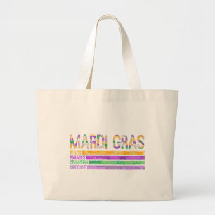 Mardi Gras Beads Parades Crawfish King Cake Large Tote Bag