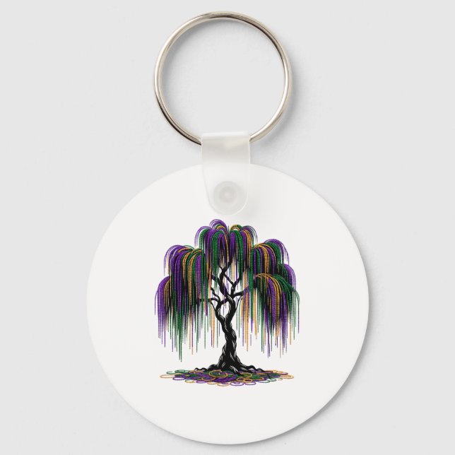 Mardi Gras Beads Tree Fun Festive Nola New Orleans Key Ring (Front)
