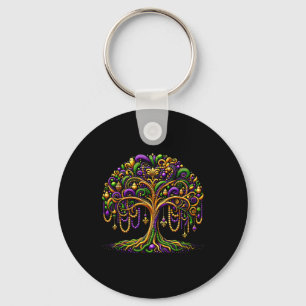 Mardi Gras Beads Tree New Orleans Festival Party M Key Ring