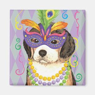 Mardi Gras Beagle Magnet