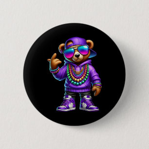 Mardi Gras Bear For Boys Men Hip Hop New Orleans T 6 Cm Round Badge