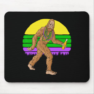 Mardi Gras Bigfoot Beads And Beer Sasquatch Fat Tu Mouse Mat