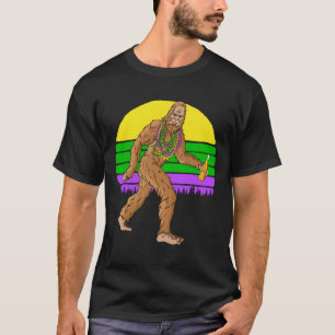 Mardi Gras Bigfoot Beads And Beer Sasquatch Fat Tu T-Shirt