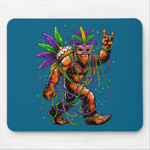 Mardi Gras Bigfoot Beads Necklace Mouse Mat
