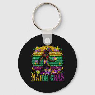 Mardi Gras Bigfoot Funny Kids Men Sasquatch Mardi Key Ring