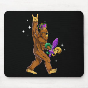 Mardi Gras Bigfoot Funny Kids Men Sasquatch Mardi Mouse Mat