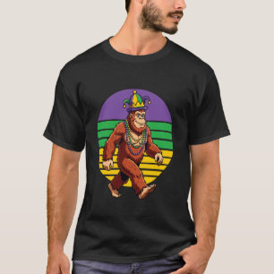 Mardi Gras Bigfoot Jester Hat Beads Parade Animal T-Shirt