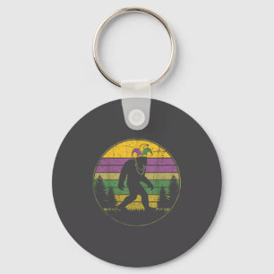 Mardi Gras Bigfoot Sasquatch Jester Key Ring