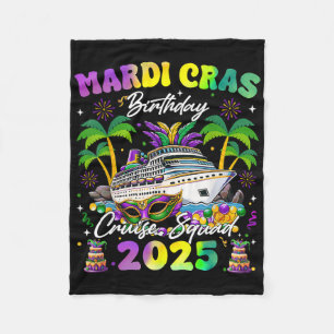 Mardi Gras Birthday Cruise Squad Matching Family V Fleece Blanket