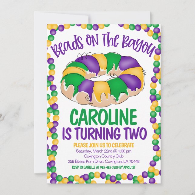 Mardi Gras Birthday Invitation (Front)