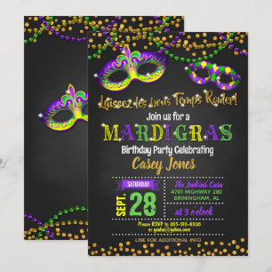 Mardi Gras Birthday Invitation
