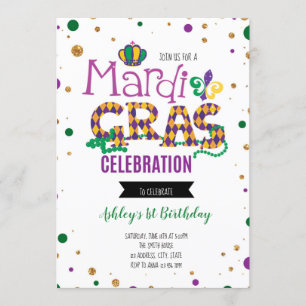 Mardi gras birthday invite