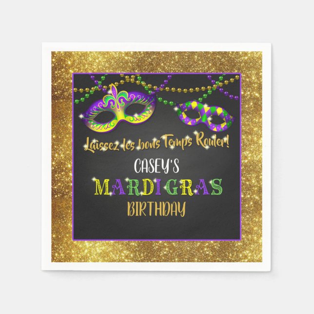 Mardi Gras Birthday Napkin (Front)
