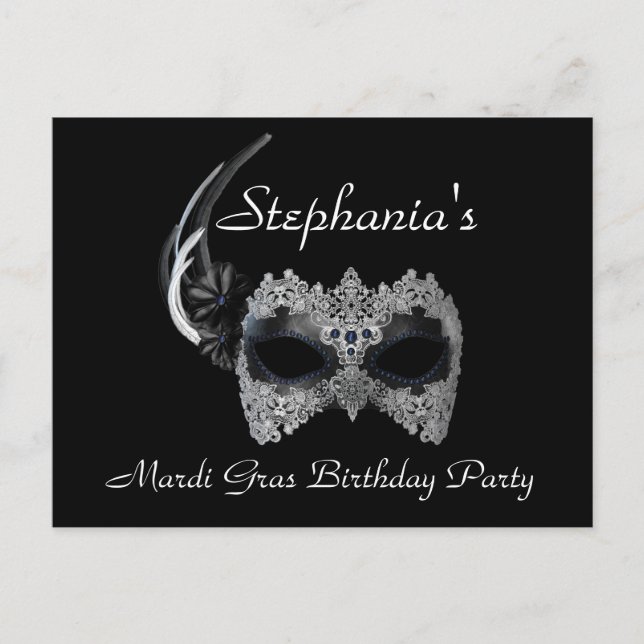 "Mardi Gras Birthday" - Party Invitation (Front)