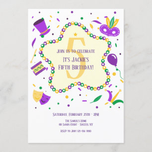 Mardi Gras Birthday Party Invitation
