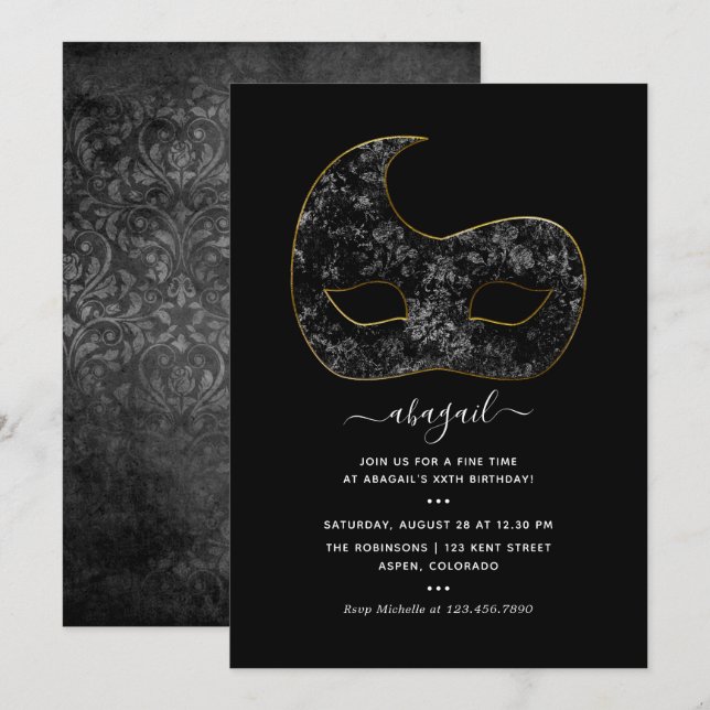 Mardi Gras  Birthday Party Invitation (Front/Back)