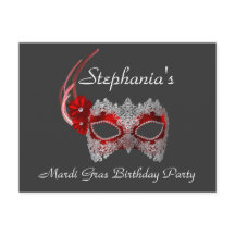 "Mardi Gras Birthday" - Party Invitation