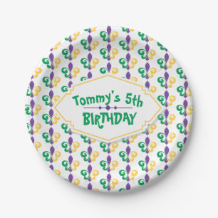 Mardi Gras Birthday Party Paper Plate