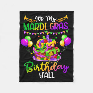Mardi Gras Birthday Shirt It's My Mardi Gras Birth Fleece Blanket