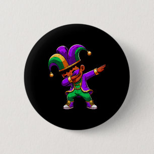 Mardi Gras Black Boys Dabbing Funny Outfit Jester 6 Cm Round Badge