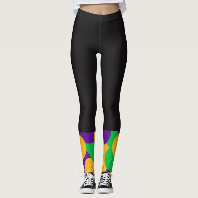 Mardi Gras black Leggings (Front)