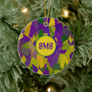 Mardi Gras Blocks Ceramic Tree Decoration