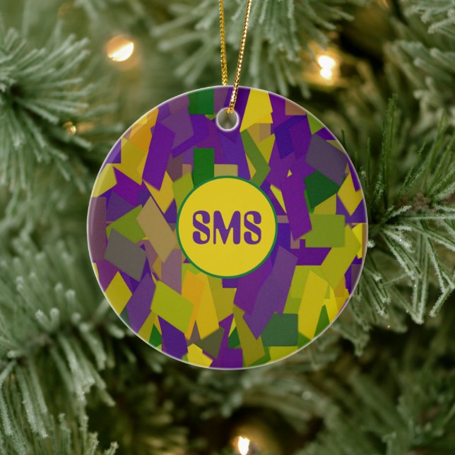 Mardi Gras Blocks Ceramic Tree Decoration (Tree)