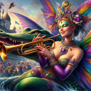 Mardi Gras Blond and Claude the Alligator Jigsaw Puzzle