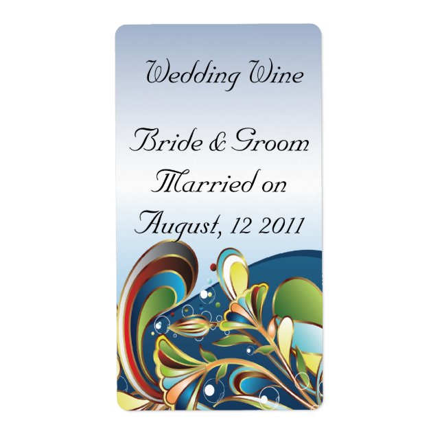Mardi Gras Blue Wedding Wine Label (Front)