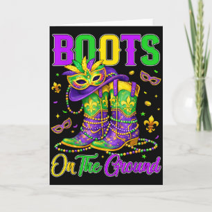 Mardi Gras Boots On The Ground Cowgirl Western Bla Card