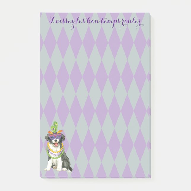 Mardi Gras Border Collie Post-it Notes (Front)