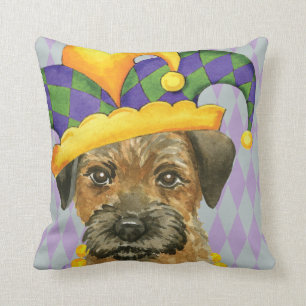 Mardi Gras Border Terrier Cushion