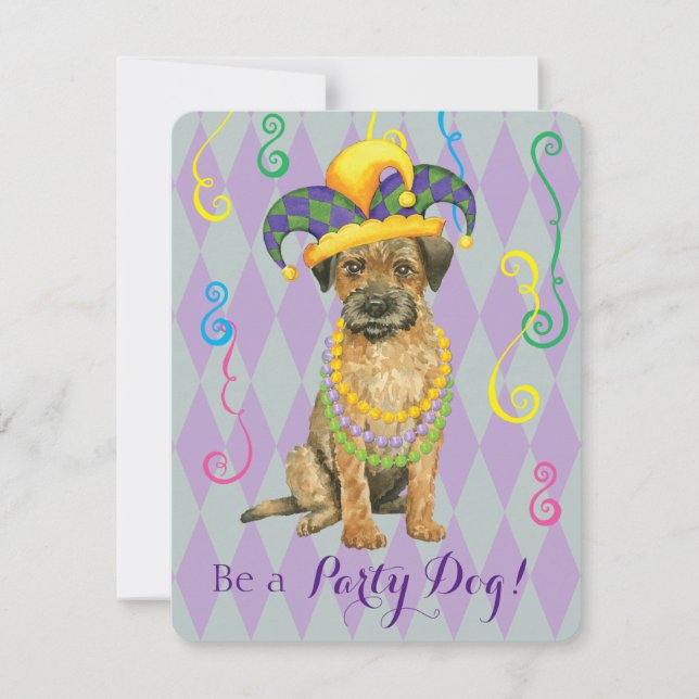 Mardi Gras Border Terrier Invitation (Front)