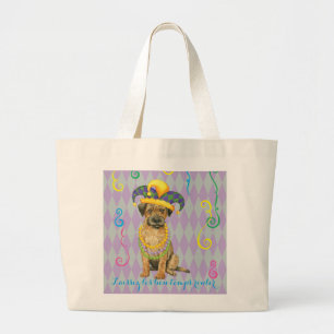 Mardi Gras Border Terrier Large Tote Bag