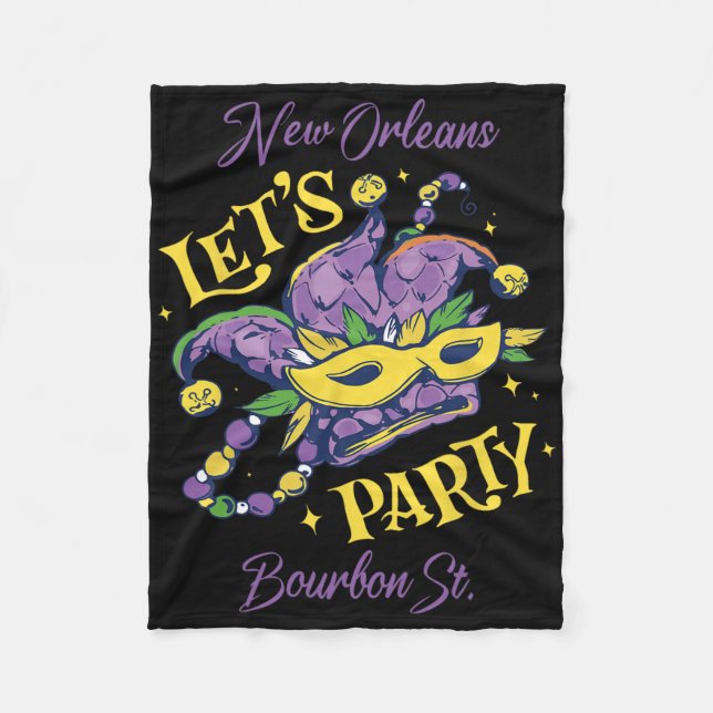 Mardi Gras Bourbon Street New Orleans Souvenir Lou Fleece Blanket (Front)